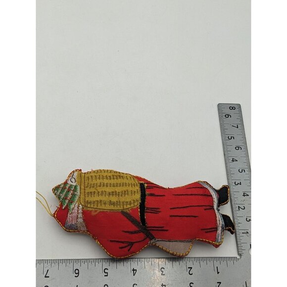 Vintage Santa Christmas Ornament Fabric Figurine Needlecraft Gold Thread 6.5" in - Picture 5 of 7